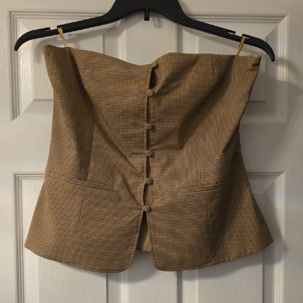 Zara Brown Strapless Top